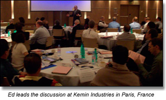 Ed Brodow and participants at negotiation seminar in Paris, France