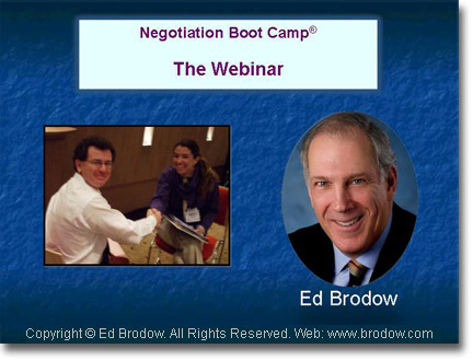 Negotiating Webinars conducted by Ed Brodow